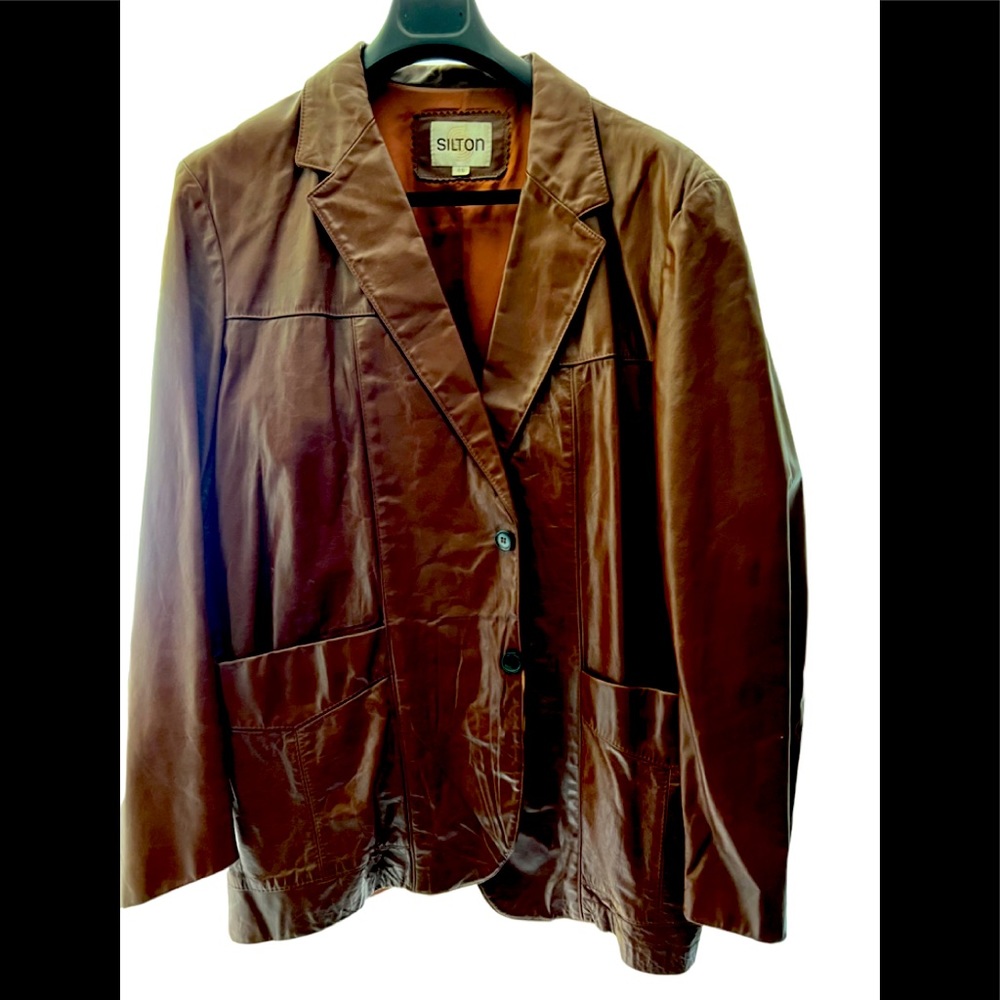 Mens 100% genuine leather blazer